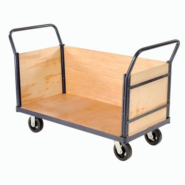 Euro Style Truck - 3 Wood Sides & Deck, 60 x 30, 2000 Lb. Capacity, Global Industrial, Mfr#: 241506